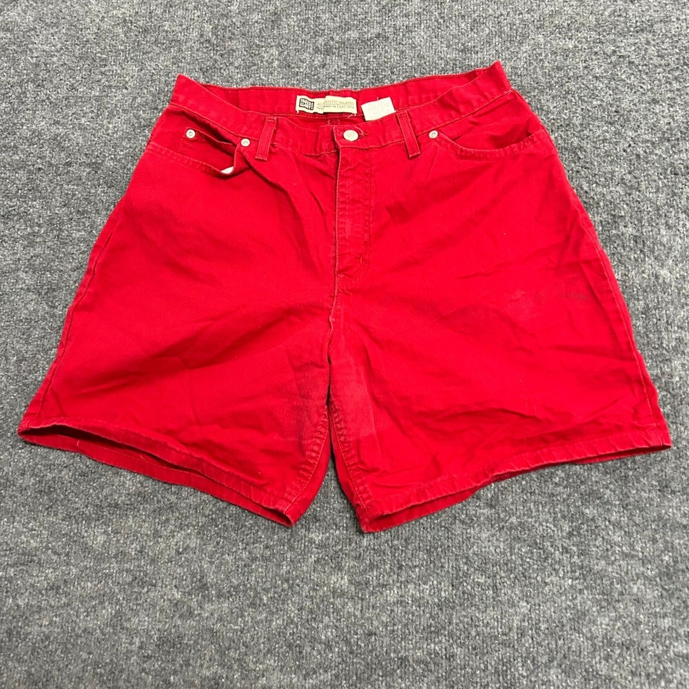 Faded Glory Shorts Womens Size 14 Red Denim Classic Five Pocket Casual USA Made